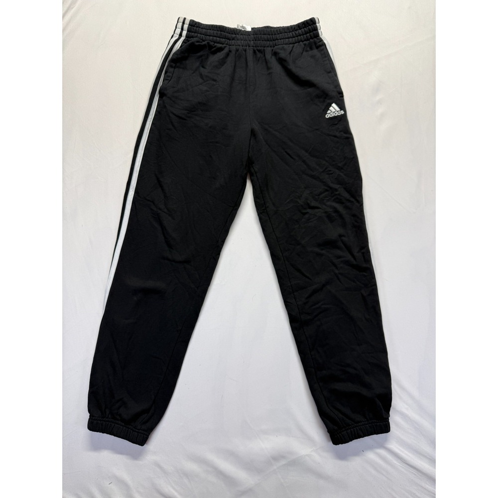 Adidas Regular Fit Sweatpants Boys Large (14-16) Black White 3 Stripes Training